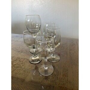 Set Of 5 Wine Clear Glass Cups In Different Sizes